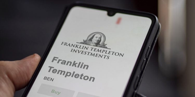 Franklin Templeton on the screen of an exchange. Franklin Templeton price stocks, $BEN on a device
