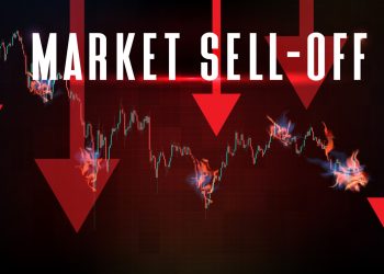 abstract background of futuristic red technology Cryptocurrency bitcoin down sell off