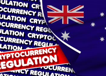 Australia Realistic Fabric Texture Flag, Cryptocurrency Regulation Titlesi 3D Illustration