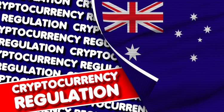 Australia Realistic Fabric Texture Flag, Cryptocurrency Regulation Titlesi 3D Illustration